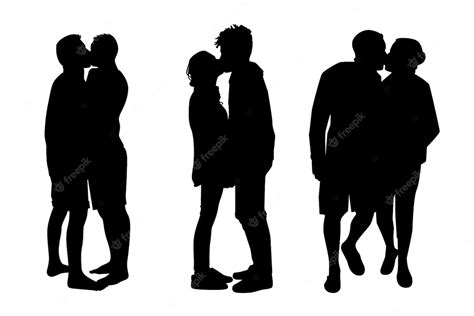 Free Vector Flat Design Couple Kissing Silhouette