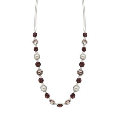 Mood By Jon Richard Silver Plated Pink Crystal And Pearl Necklace