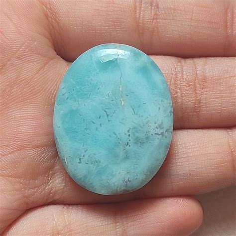 Natural Larimar Cabochon Semi Precious Gemstone Sky Blue Etsy