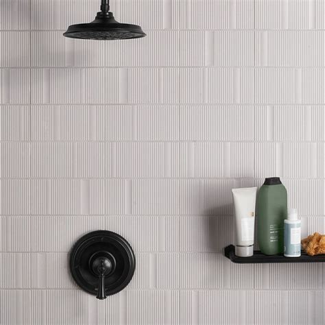Division Silver 8x16 Matte Ceramic Tile Bathroom Wall