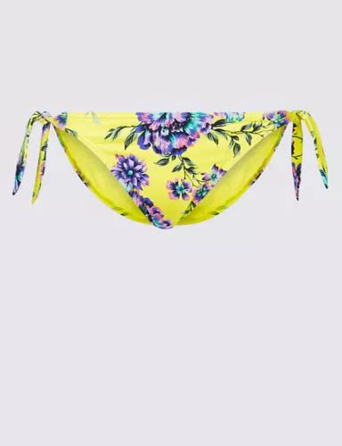 Floral Print Tie Side Bikini Bottoms Mands Collection Mands