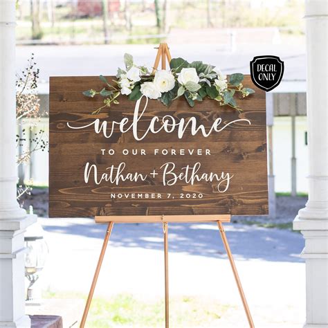 Wedding Sign Decal Welcome To Our Forever Personalized Wood Etsy Canada