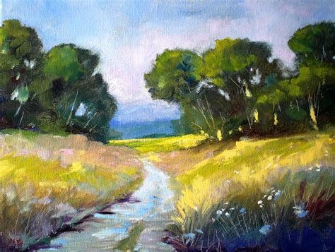 Landscape Oil Painting Country Road Scene By