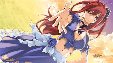 Mashima Hiro Erza Scarlet Fairy Tail Highres Wallpaper 1girl