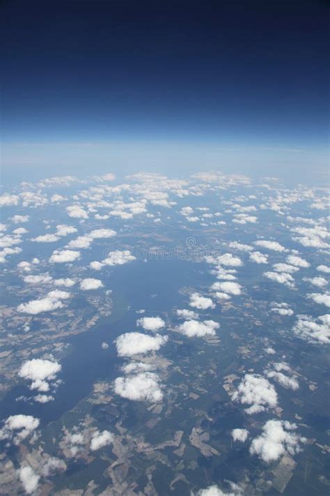 High Altitude View Of Fluffy Clouds Sky And Earth Stock Image Image
