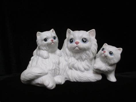 Home interior design tips on decorating your space with wall art. Vintage Homco Persian Mama Cat with Kittens, Trio White ...