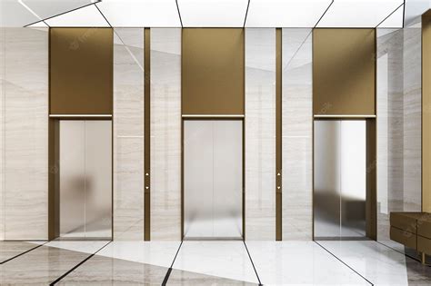 Premium Photo 3d Rendering Modern Steel Elevator Lift Lobby In