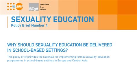 Policy Brief Why Should Sexuality Education Be Delivered In School