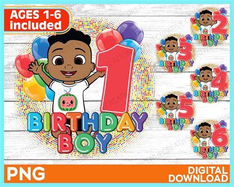 Cocomelon Cody Birthday Boy Age 1 6 Png Image Files For Print Etsy Canada