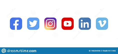 Collection Of Popular Social Media Logo Facebook Twitter Instagram