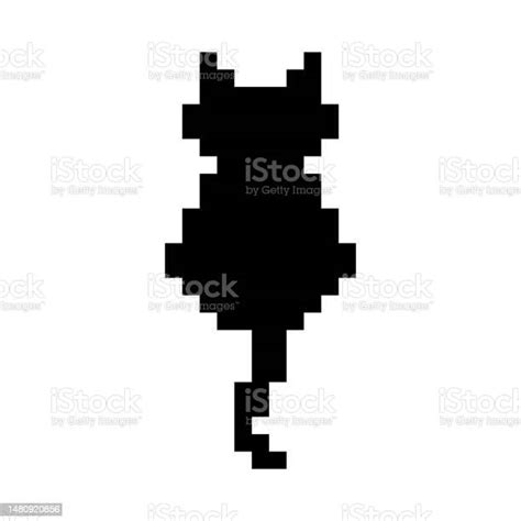 Cute Kitten Domestic Pet Pixel Art Isolated Vector Cat 8 Bit Stock