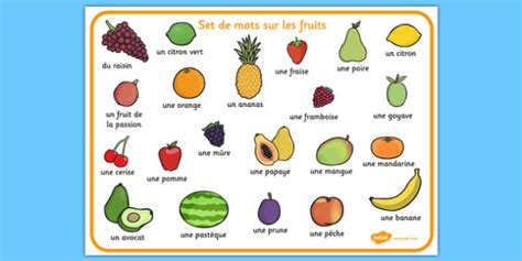 Set De Mots Sur Les Fruits French Creat De Profesori