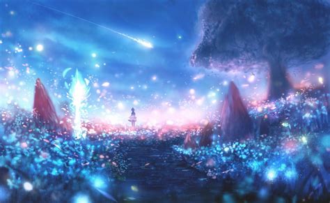 Wallpaper Lights Scenic Particles Anime Landscape Polychromatic