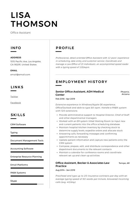 Office Assistant Resume Writing Guide 12 Resume Templates 2019
