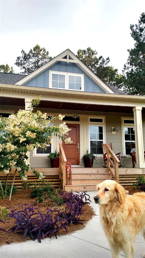 Gate for front porch can add some extra security to your porch when installed in conjunction with a balustrade or half walls around the perimeter of the porch. Beautiful, serene cottage in Arlington Place #cottage # ...