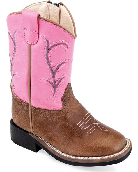 Old West Pink Toddler Girls Side Zip Cowboy Western Boots 5 D Clothing