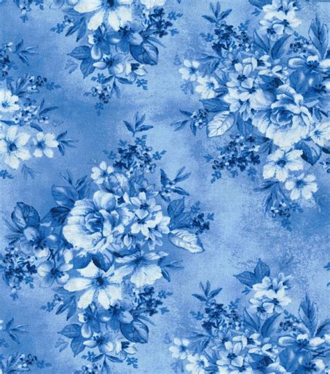 Keepsake Calico Cotton Fabric Lovely Floral Blue Jo Ann Blue