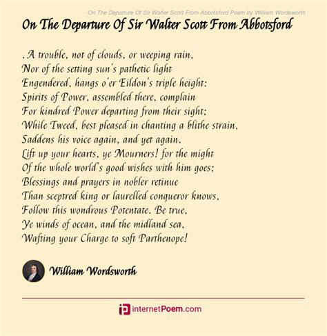 On The Departure Of Sir Walter Scott From Abbotsford Poem By William Wordsworth