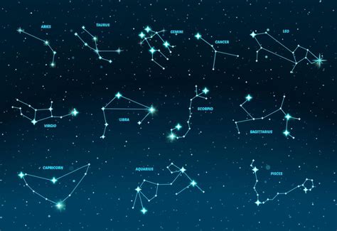 Zodiac Constellations Vector Space And Stars Illustration 2143223