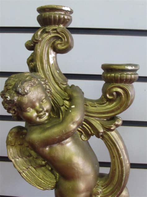 See more ideas about antiqued candle holders, vintage candlesticks, vintage candle holders. Lot Detail - TWO VINTAGE CHALKWARE CHERUB CANDLE HOLDERS