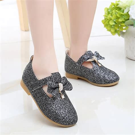 1 Pair Girl Princess Shoes Bowknot Sequin Bling Anti Slip Breathable For Party S7jnsneakers
