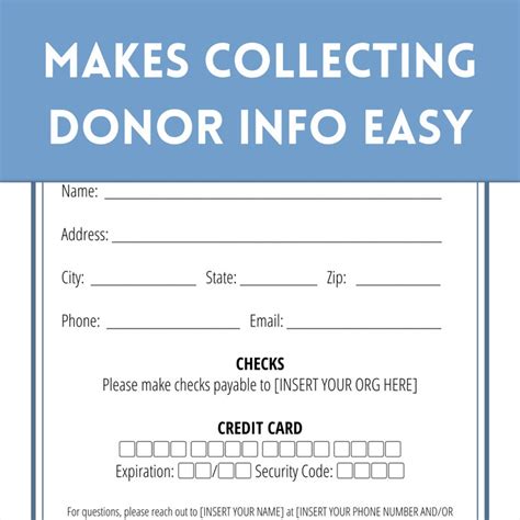Donation Form Canva Template Editable Printable Donation Etsy