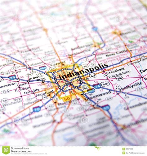 Indiana Highway Map Close Up Stock Photo Image 42373938