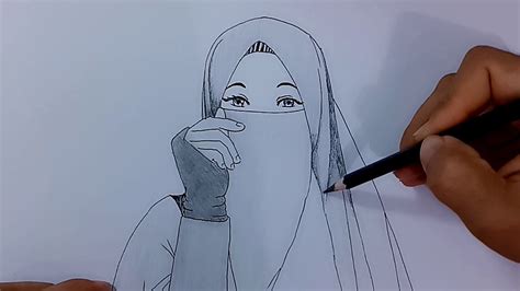 Cara Menggambar Kartun Muslimah Sketsa Gambar Orang Berhijab Yang Mudah Keren Cara Menggambar