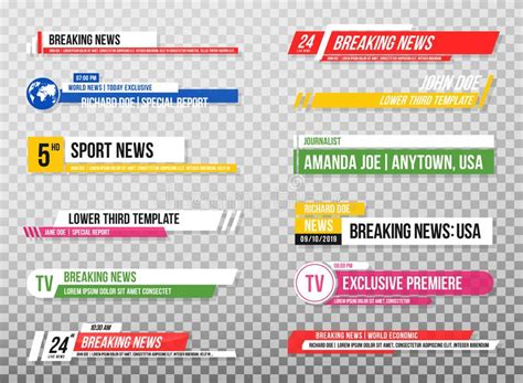 Lower Third Template Set Of Tv Banners And Bars For News And Sport