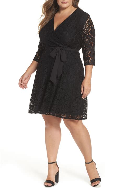 Ellen Tracy Lace Faux Wrap Dress (Plus Size) | Nordstrom