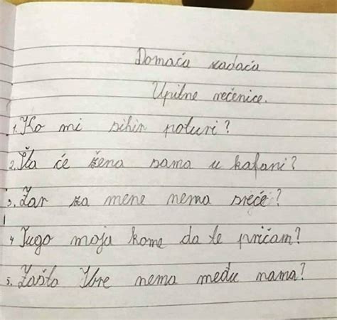 Djeca Su Morala Napisati Upitne Rečenice Jedan Učenik Je Začudio