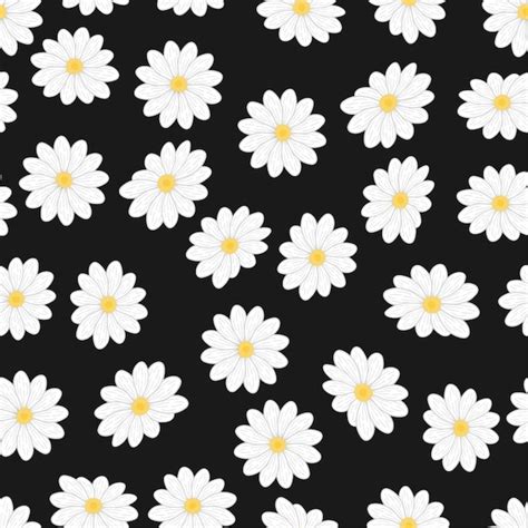 Premium Vector Cartoon White Daisy Flower Seamless Pattern