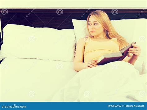 Girl Waiting For Her Husband Alone On Bed Stock Image Image Of Bedroom Caucasian 99662957