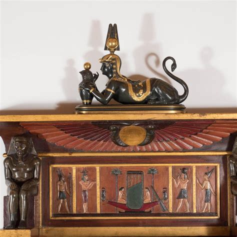 Art Deco Egyptian Revival Secretaire With Gilded Detailing For Sale At