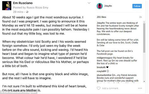 Em Rusciano Suffers Miscarriage At 13 Weeks Daily Mail Online