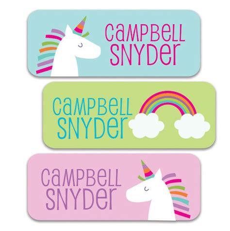 Unicorn Name Labels Personalized Waterproof Stickers For
