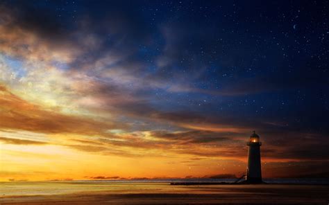 Lighthouse At Sunset Wallpapers 1920x1200 563619