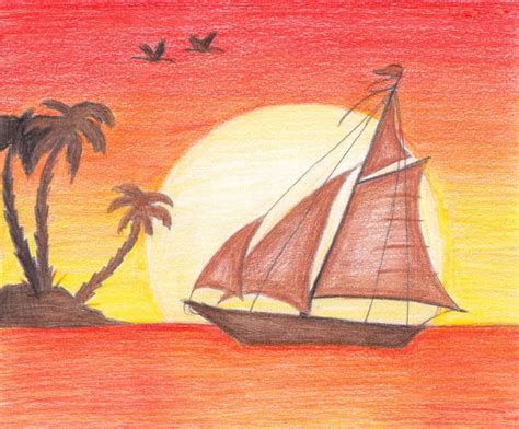 How to draw a beautiful sunset using wax crayons. Easy Sunset Drawing at GetDrawings | Free download