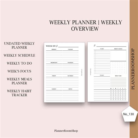 Weekly Planner Printable Pocket Planner Inserts Weekly Etsy