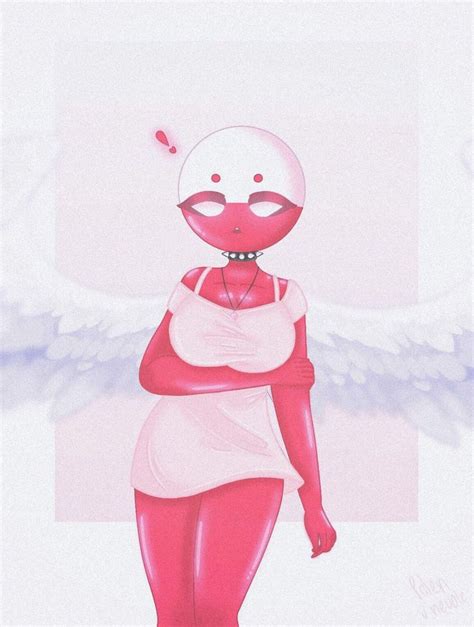 An Illustration Of A Woman With Angel Wings On Her Head And Chest Wearing A Pink Dress
