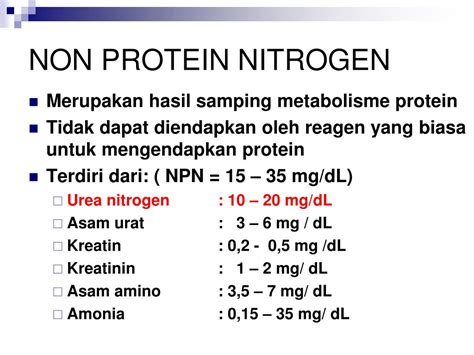 Ppt Non Protein Nitrogen Powerpoint Presentation Free Download Id