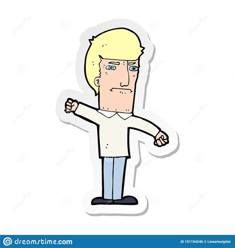A Creative Sticker Of A Cartoon Angry Man Stock Vector Illustration