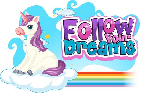 Unicorn Cartoon Character With Follow Your Dreams Font Banner 2687317