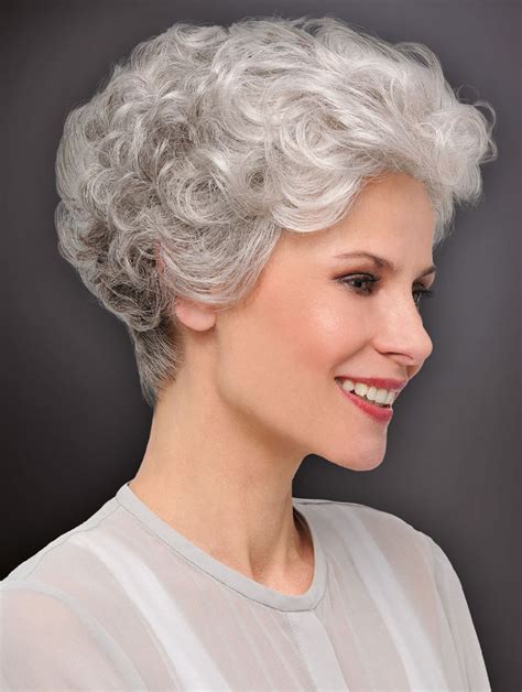 6 Cropped Curly New Monofilament Grey Wigs