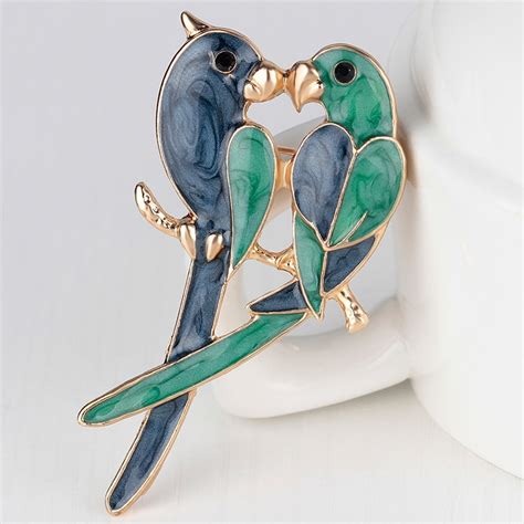10pcs Classical Blue Enamel Love Bird Couple Brooch Pins Fashion Women