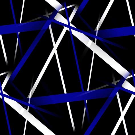 Seamless Royal Blue And White Stripes On A Black Background Digital Art
