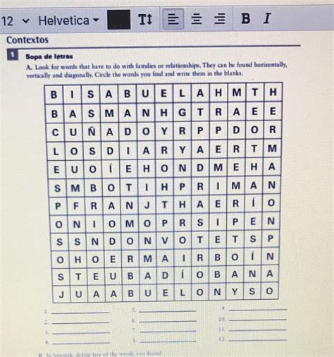 Solved 12 Helvetica B I Contextos 1 Sopa De Letras A Look For