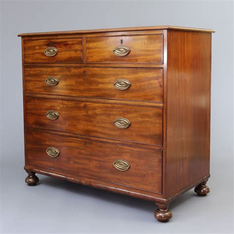 Late Georgian Figured Mahogany Five Drawer Chest Of Drawers