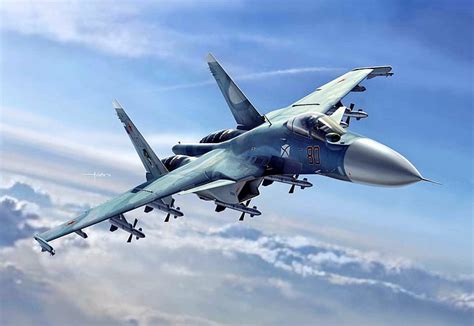 Blue Jet Fighter Aircraft Military Aircraft Sukhoi Su 34 Russian