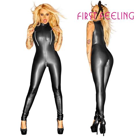 Sexy Pvc Latex Catsuit Erotic Clubwear Faux Leather Open Crotch My Xxx Hot Girl